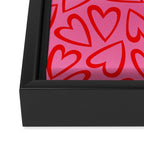 Red love heart cartoon pattern Framed Canvas Print Gallery Image 3