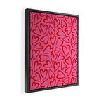 Red love heart cartoon pattern Framed Canvas Print Gallery Image 2