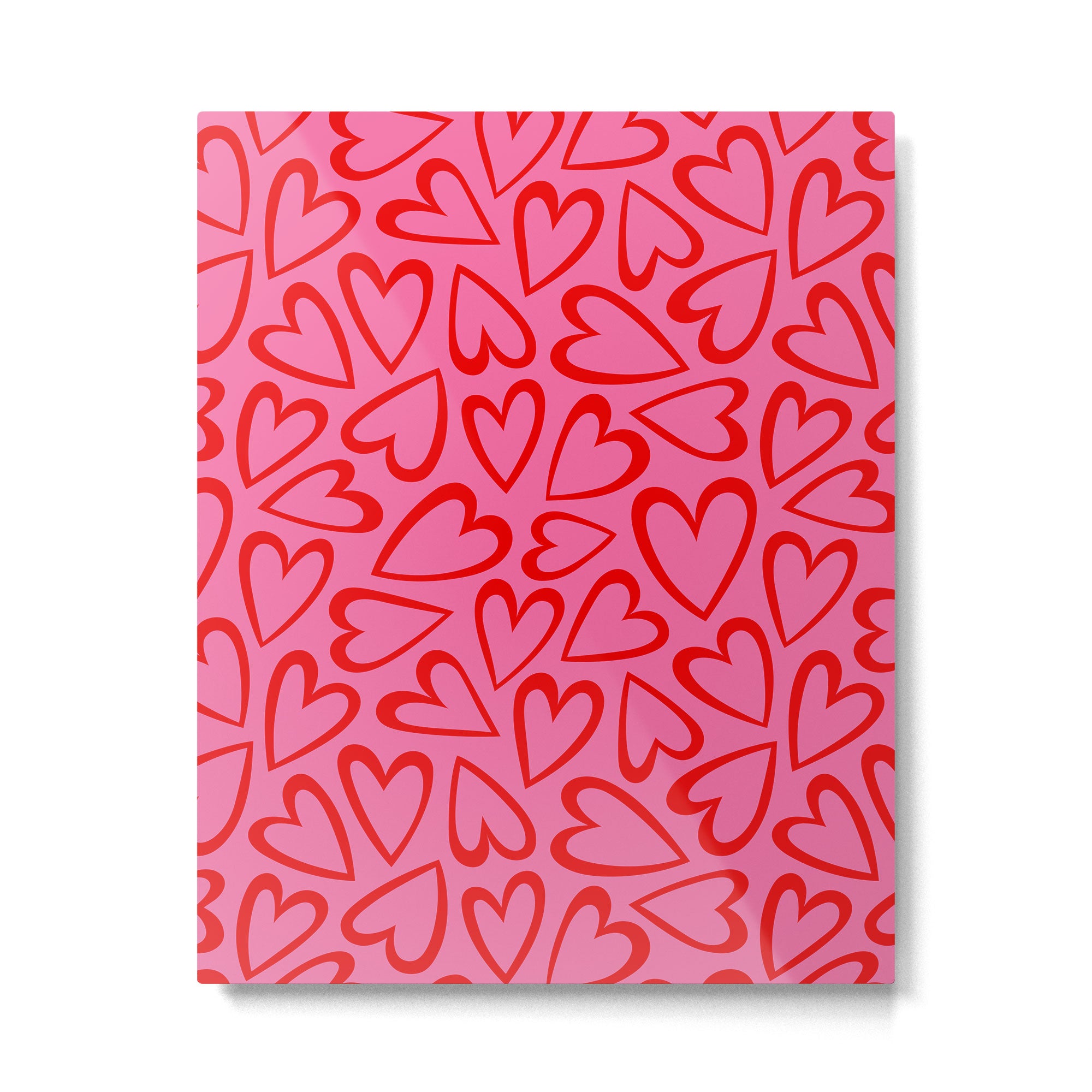 Red love heart cartoon pattern Metal Print Gallery Image 6