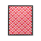 Red love heart checkered pattern Framed Canvas Print Gallery Image 8