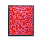 Red love heart checkered pattern Framed Canvas Print Gallery Image 8