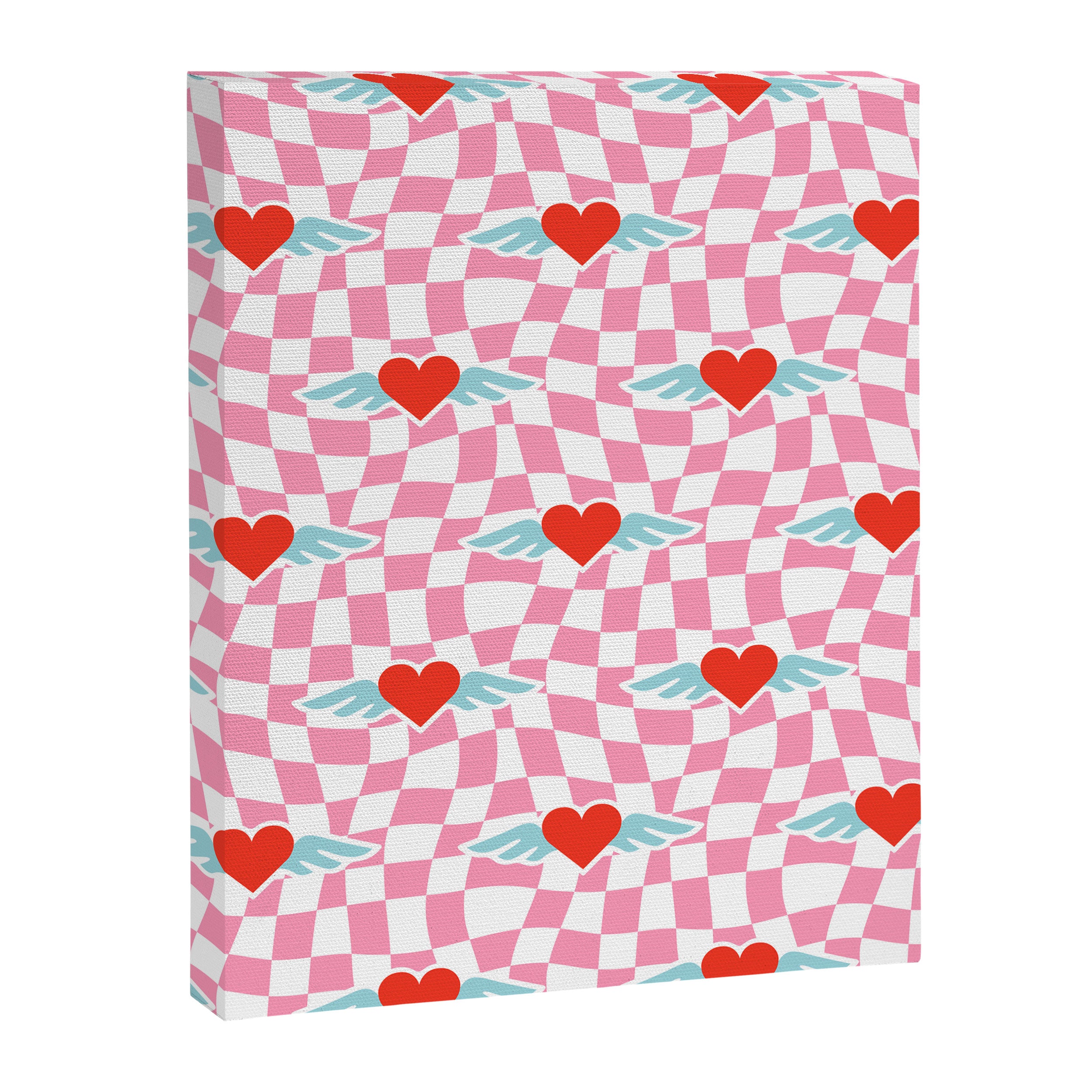 Red love heart checkered pattern Canvas Print Gallery Image 8
