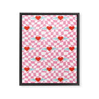 Red love heart checkered pattern Framed Canvas Print Gallery Image 8