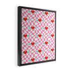 Red love heart checkered pattern Framed Canvas Print Gallery Image 2