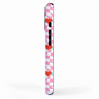 Red love heart checkered pattern iPhone Case Gallery Image 2