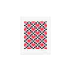 Red love heart checkered pattern Art Print Gallery Image 1
