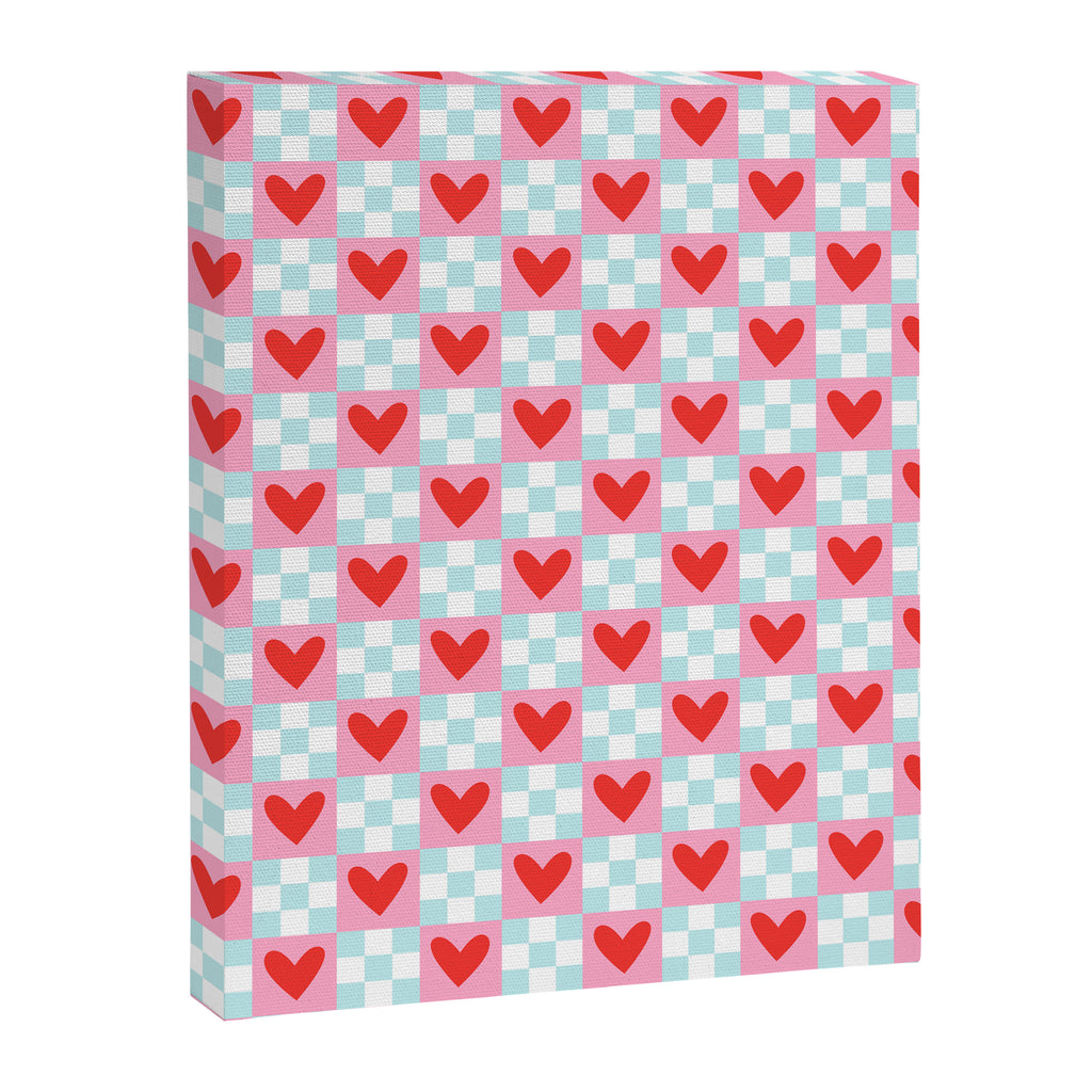 Red love heart checkered pattern Canvas Print Gallery Image 8
