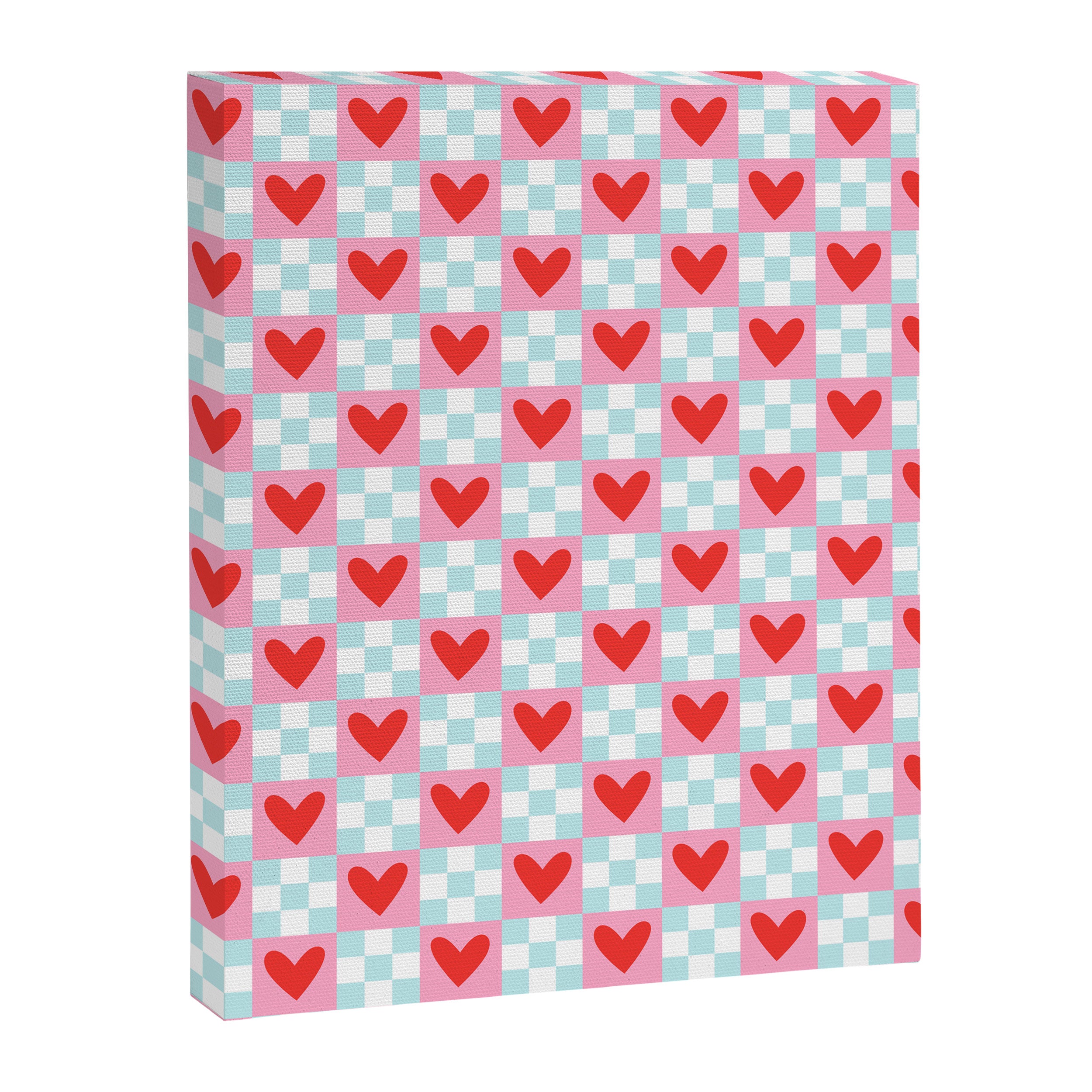 Red love heart checkered pattern Canvas Print Gallery Image 8