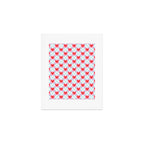 Red love heart checkered pattern Art Print Gallery Image 1