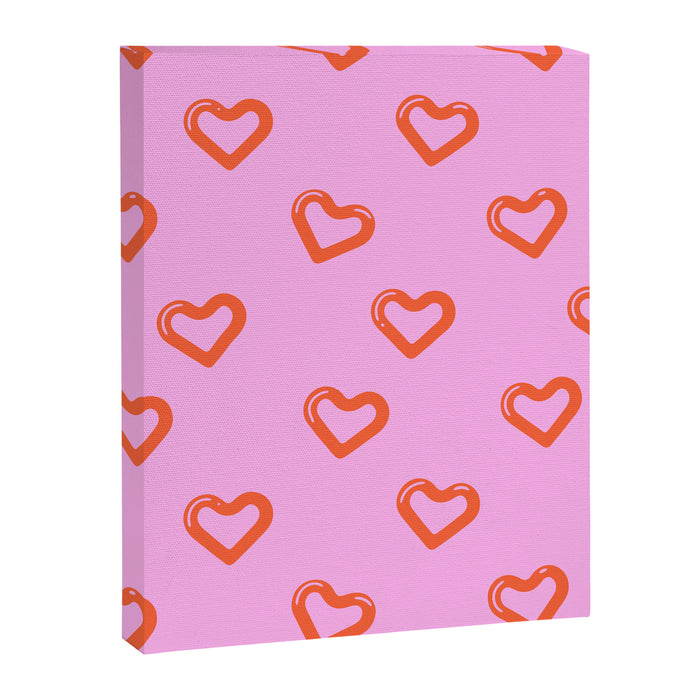 Red love heart shape pattern Canvas Print Gallery Image 1