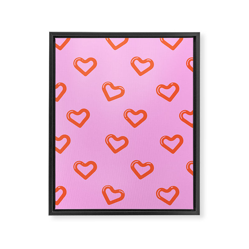 Red love heart shape pattern Framed Canvas Print Gallery Image 8