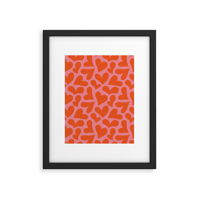 Red love heart shape pattern Framed Art Print Gallery Image 1