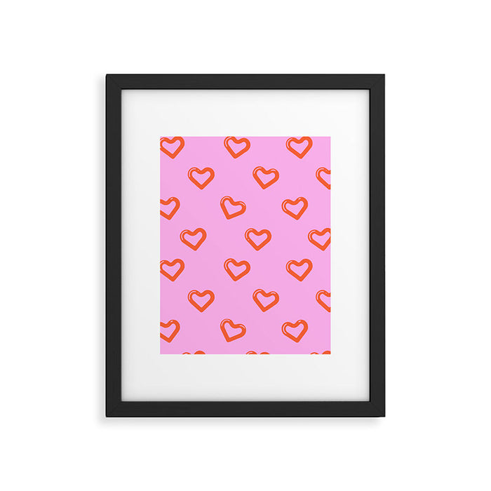 Red love heart shape pattern Framed Art Print Gallery Image 1