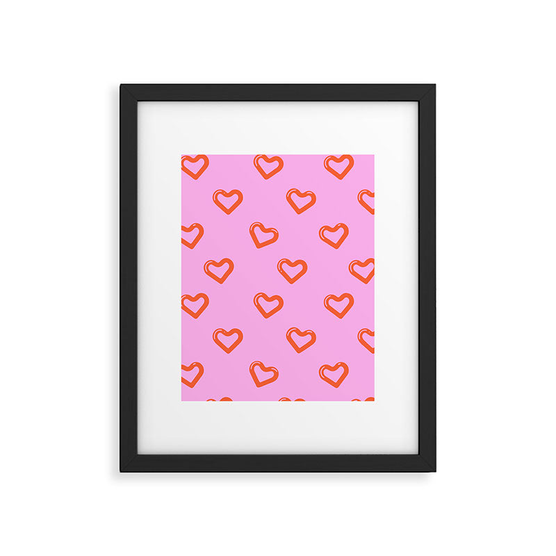 Red love heart shape pattern Framed Art Print Gallery Image 6