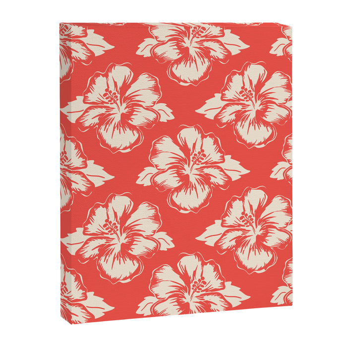 Red tropical summer flower art pattern Canvas Print Gallery Image 1