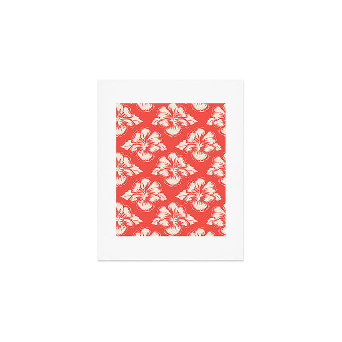 Red tropical summer flower art pattern Art Print Gallery Image 1