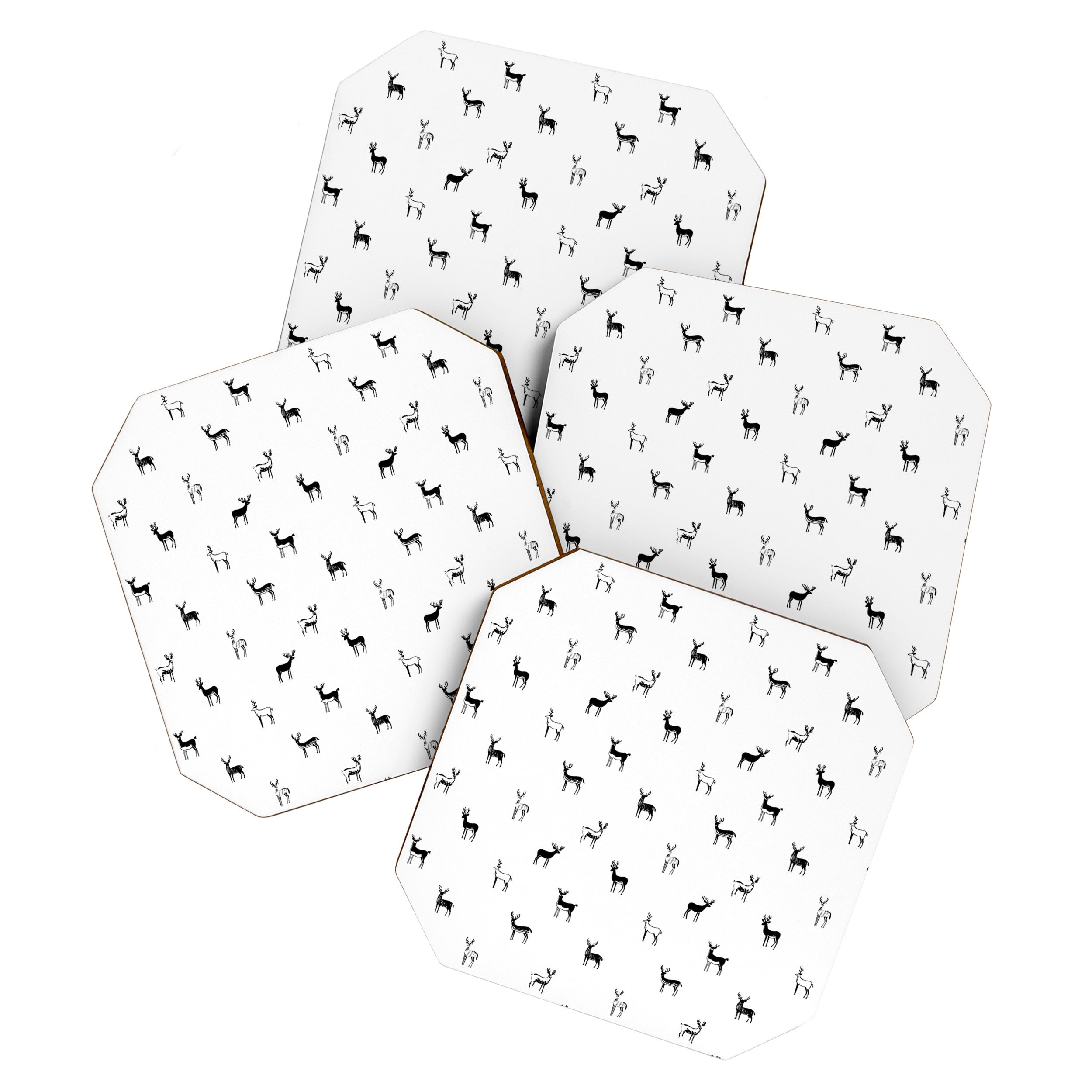 Reindeer animal doodle art pattern Coaster Gallery Image 1