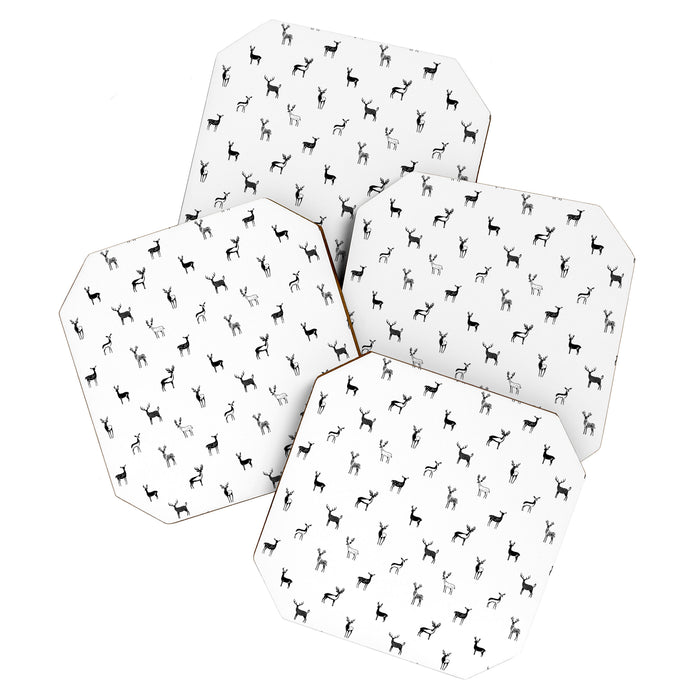 Reindeer animal doodle art pattern Coaster Gallery Image 1