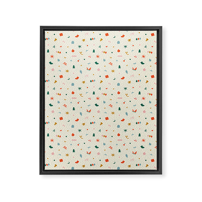 Retro abstract christmas decoration pattern Framed Canvas Print Gallery Image 1