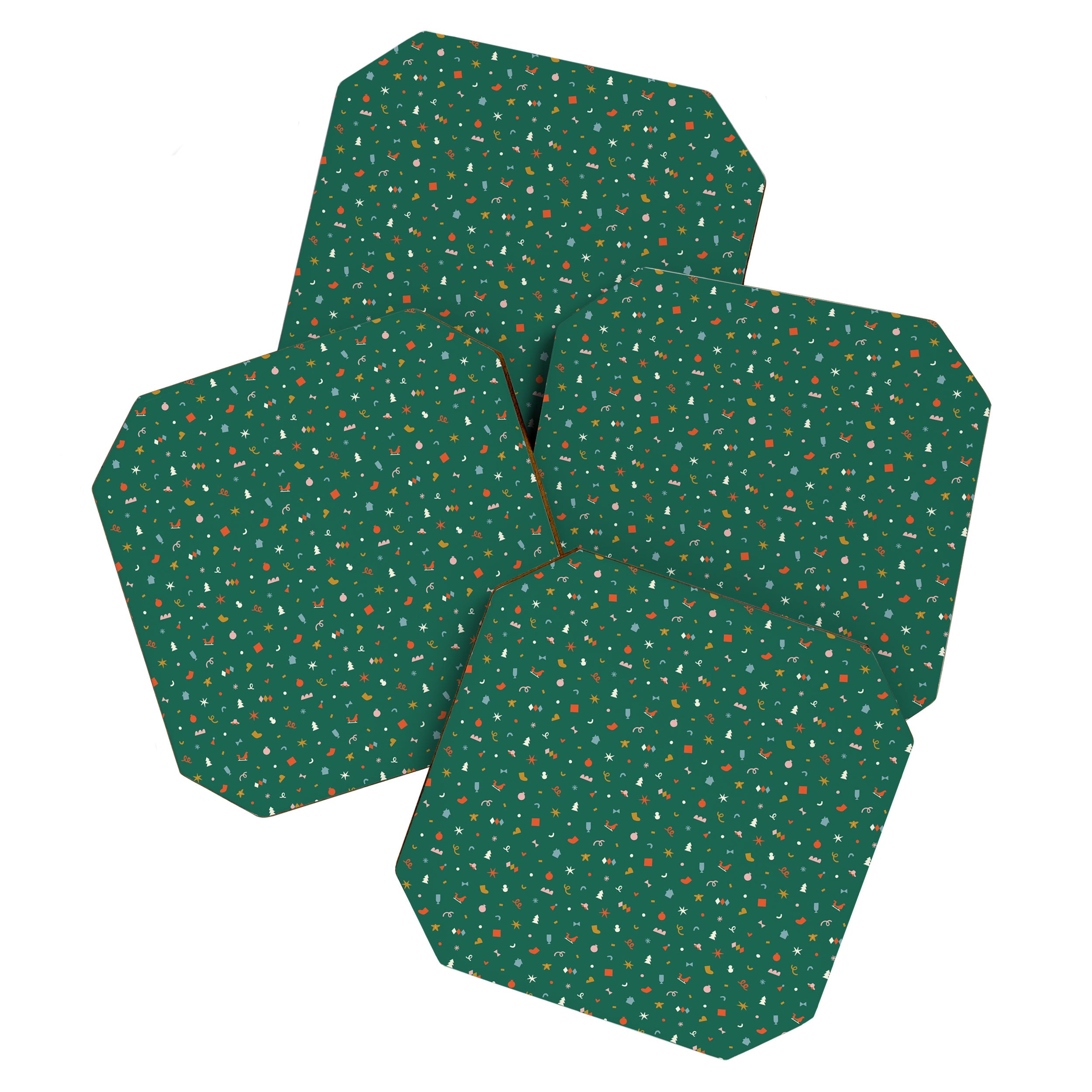 Retro abstract christmas decoration pattern Coaster Gallery Image 1