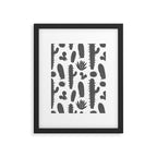 Retro black and white cactus plant pattern Framed Art Print Gallery Image 6