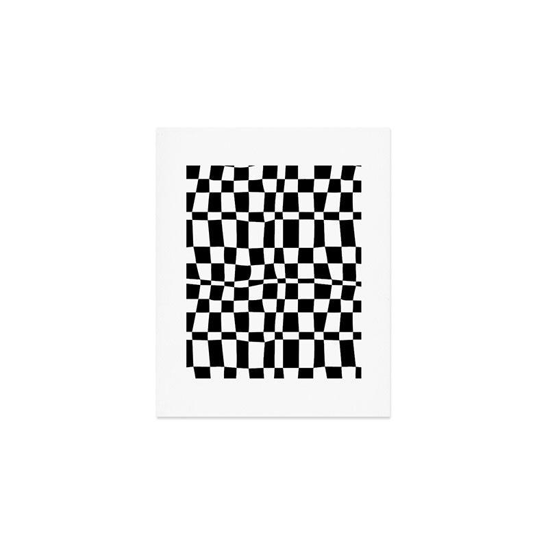 Retro black and white chackered pattern  Art Print Gallery Image 1