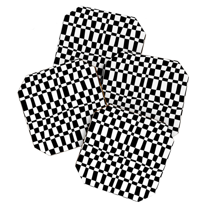 Retro black and white chackered pattern  Coaster Gallery Image 1