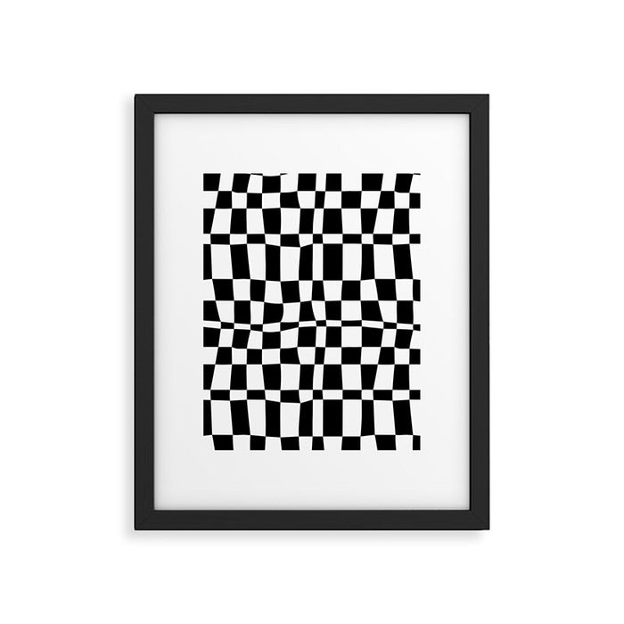 Retro black and white chackered pattern  Framed Art Print Gallery Image 1
