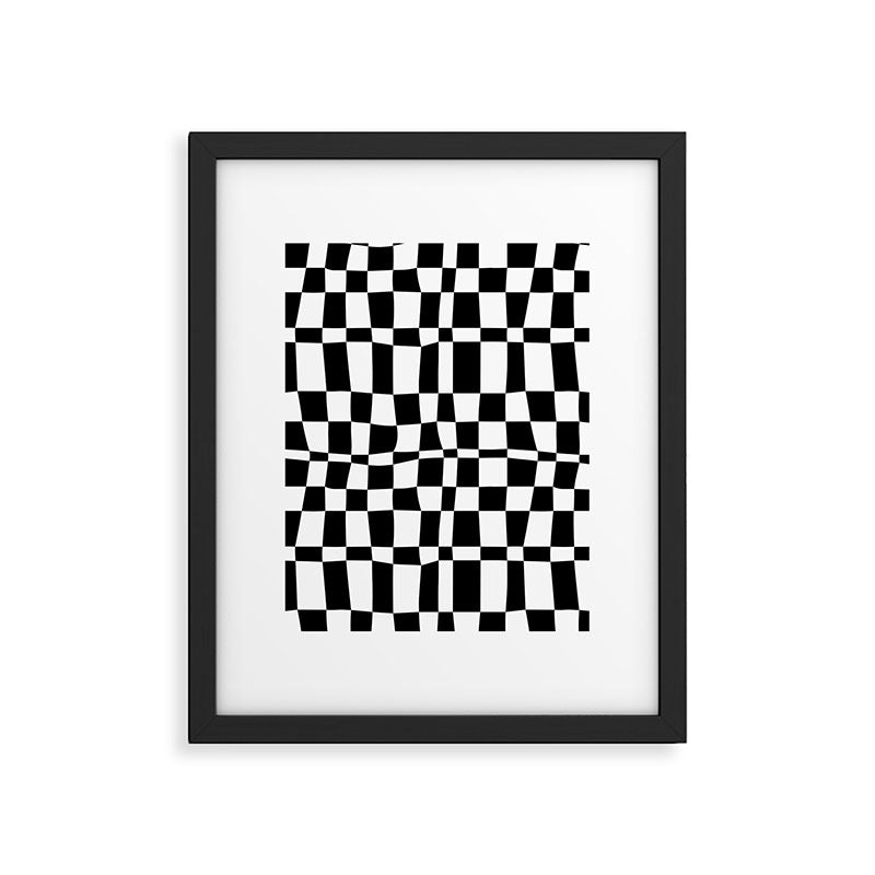Retro black and white chackered pattern  Framed Art Print Gallery Image 6