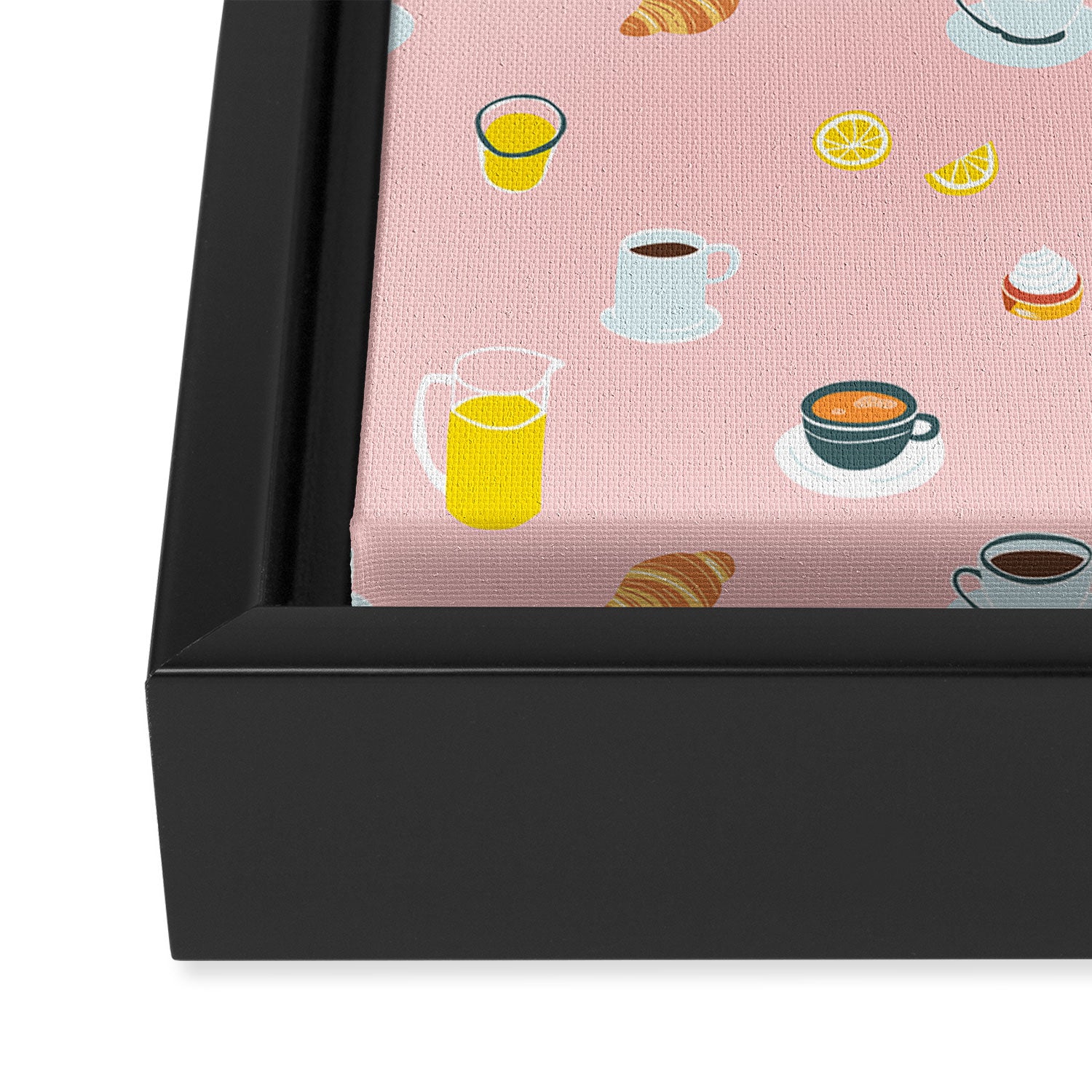 Retro breakfast coffee food pattern Framed Canvas Print Gallery Image 3