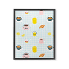 Retro breakfast coffee food pattern Framed Canvas Print Gallery Image 8