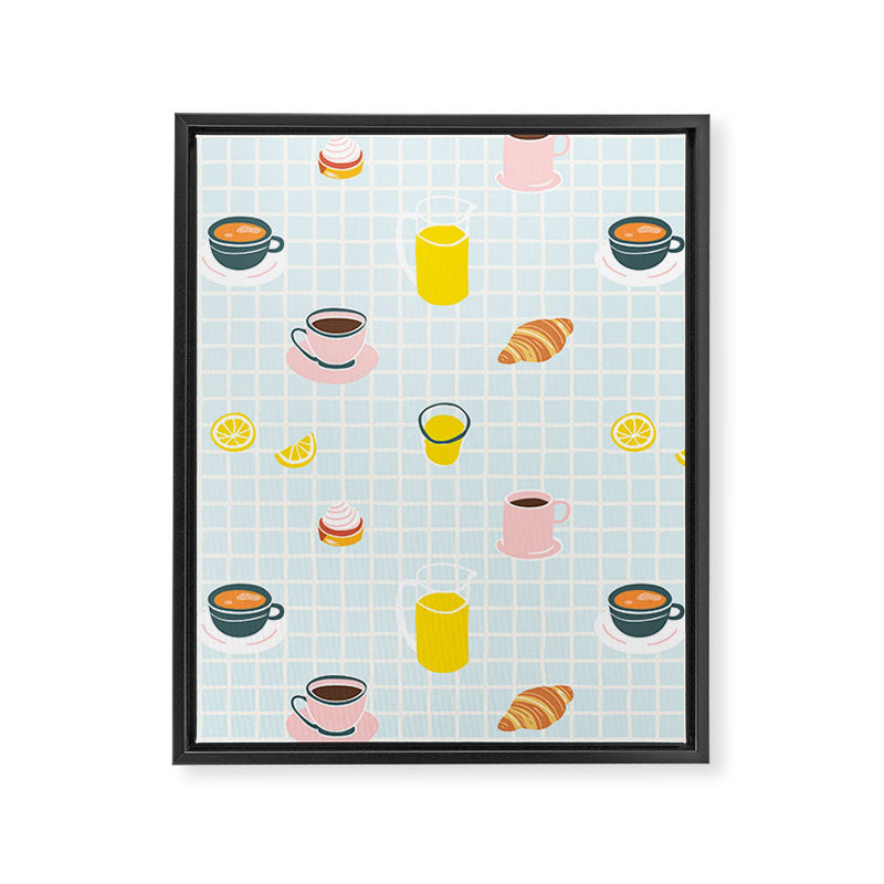 Retro breakfast coffee food pattern Framed Canvas Print Gallery Image 8