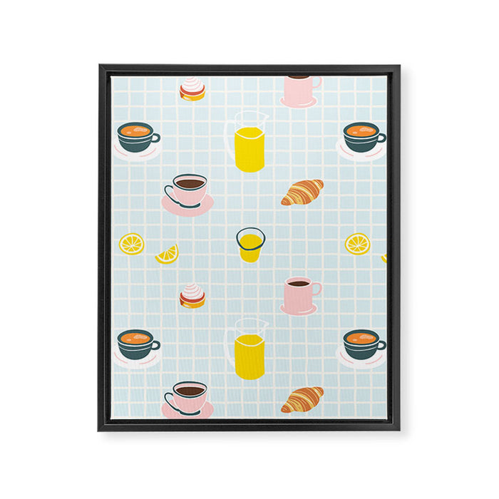 Retro breakfast coffee food pattern Framed Canvas Print Gallery Image 1