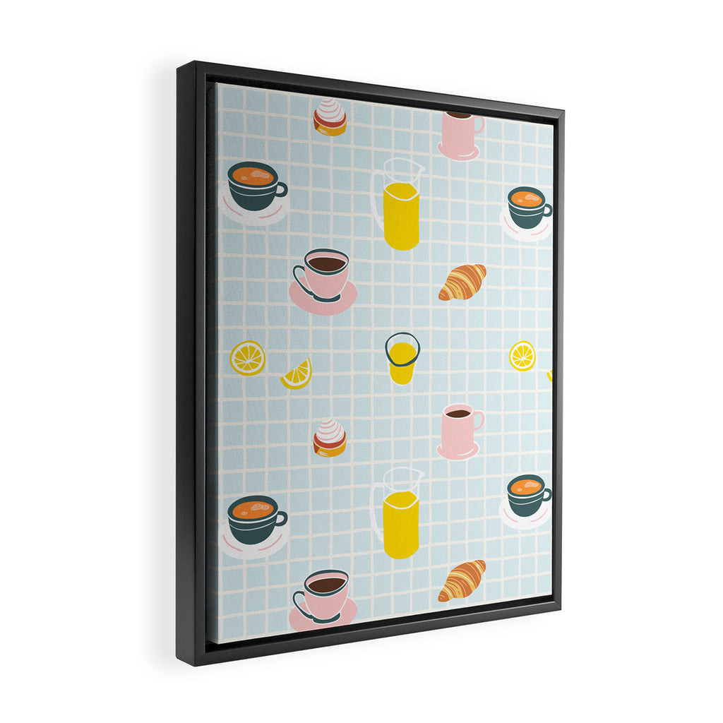 Retro breakfast coffee food pattern Framed Canvas Print Gallery Image 2