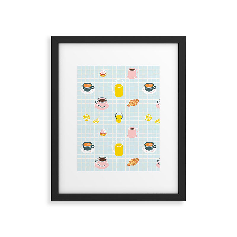 Retro breakfast coffee food pattern Framed Art Print Gallery Image 6