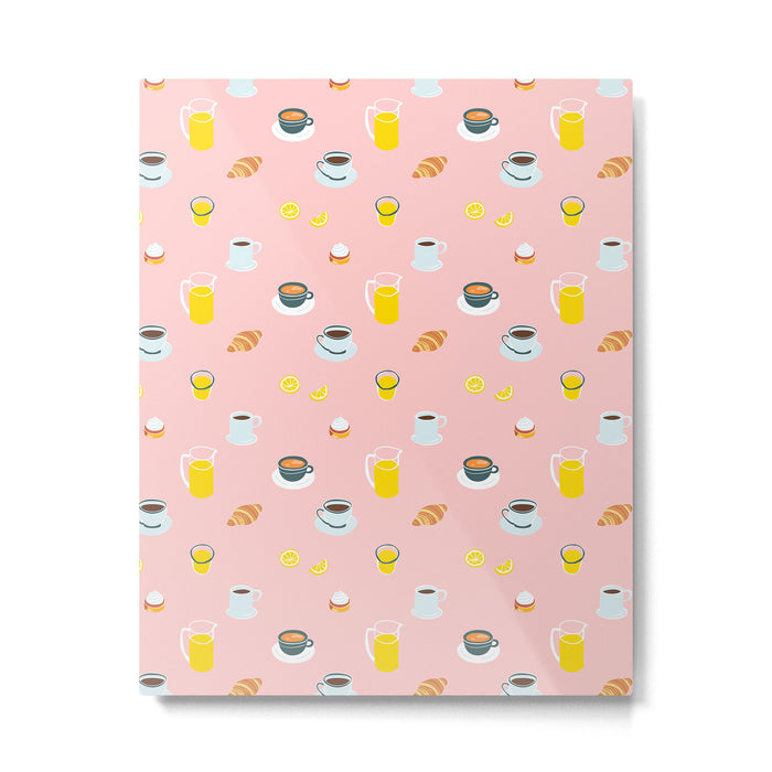 Retro breakfast coffee food pattern Metal Print Gallery Image 1