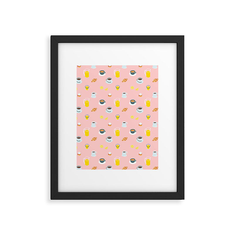 Retro breakfast coffee food pattern Framed Art Print Gallery Image 6