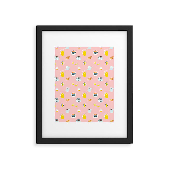 Retro breakfast coffee food pattern Framed Art Print Gallery Image 1
