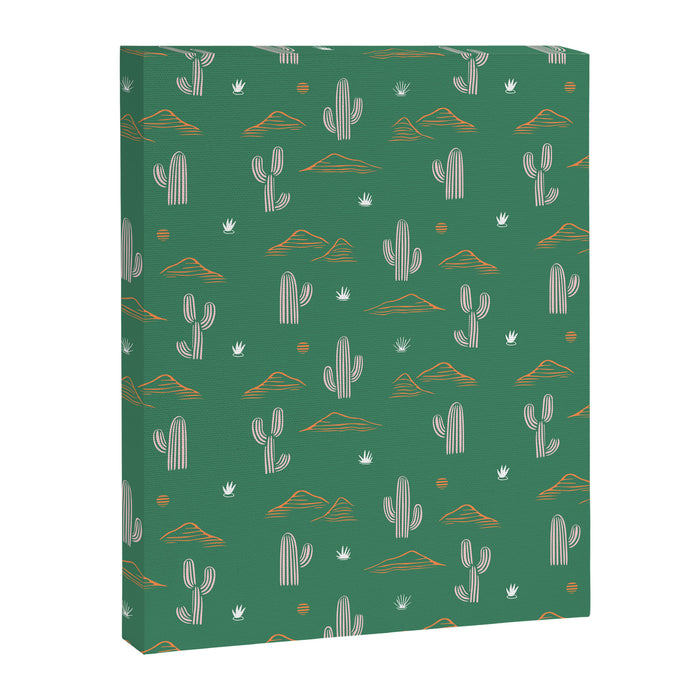 Retro cactus plant art pattern Canvas Print Gallery Image 1