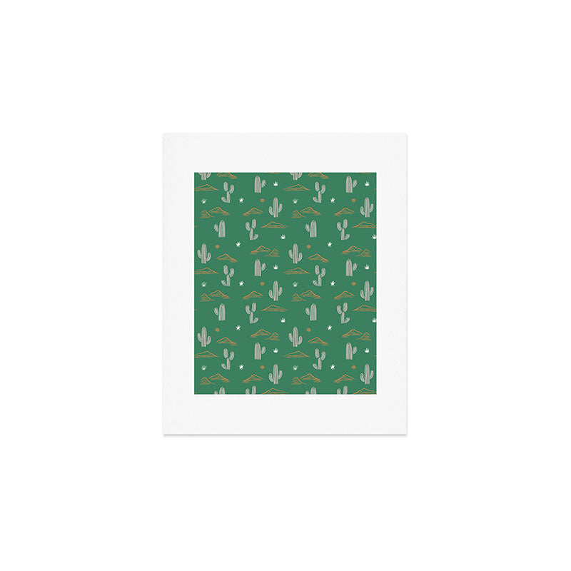 Retro cactus plant art pattern Art Print Gallery Image 1