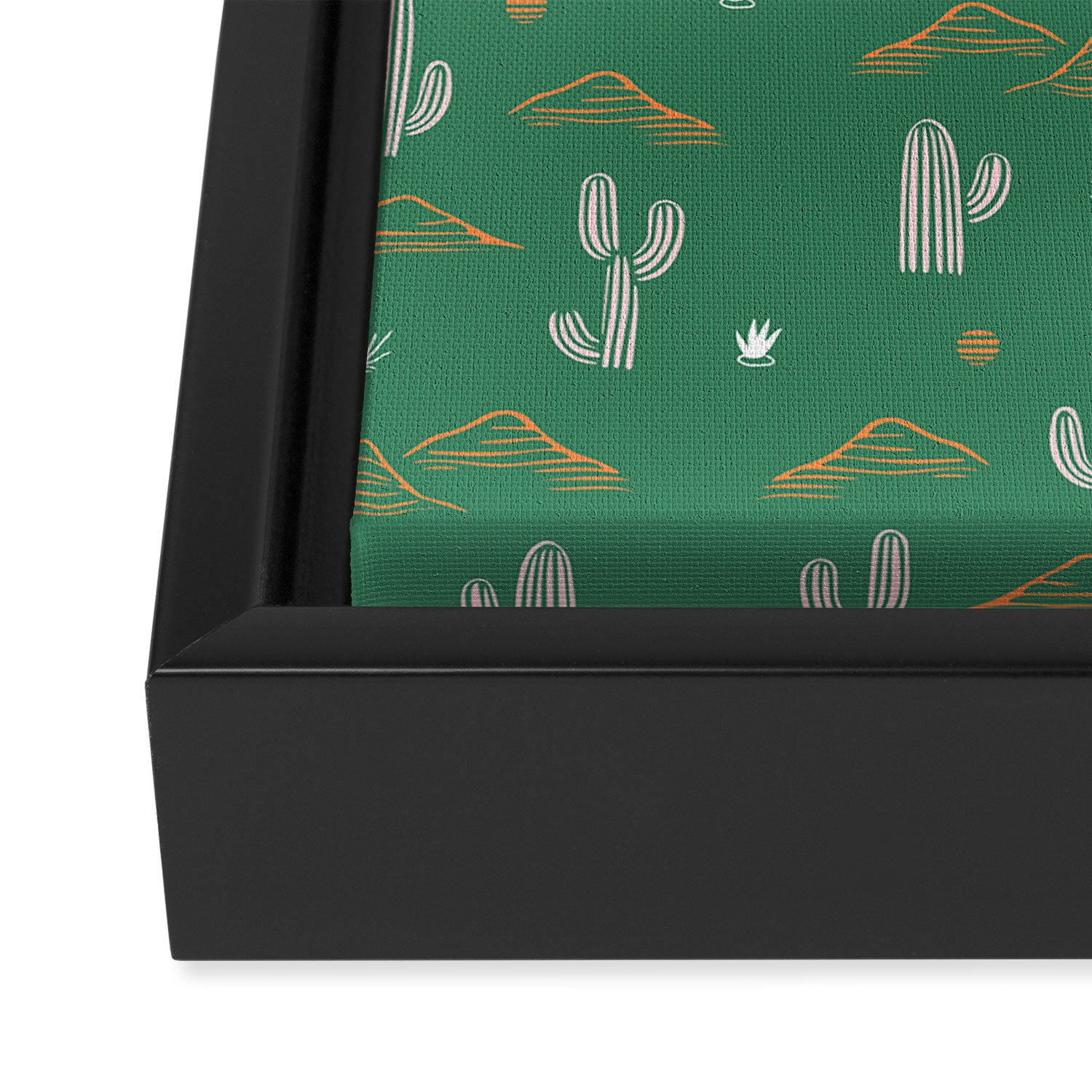 Retro cactus plant art pattern Framed Canvas Print Gallery Image 3