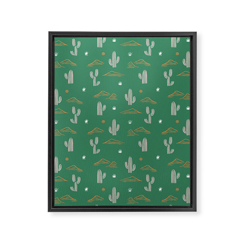 Retro cactus plant art pattern Framed Canvas Print Gallery Image 8