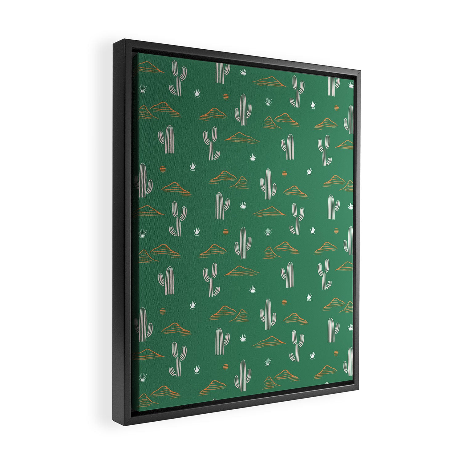 Retro cactus plant art pattern Framed Canvas Print Gallery Image 2