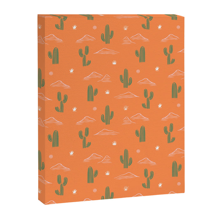 Retro cactus plant art pattern Canvas Print Gallery Image 1