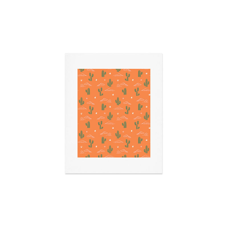 Retro cactus plant art pattern Art Print Gallery Image 1
