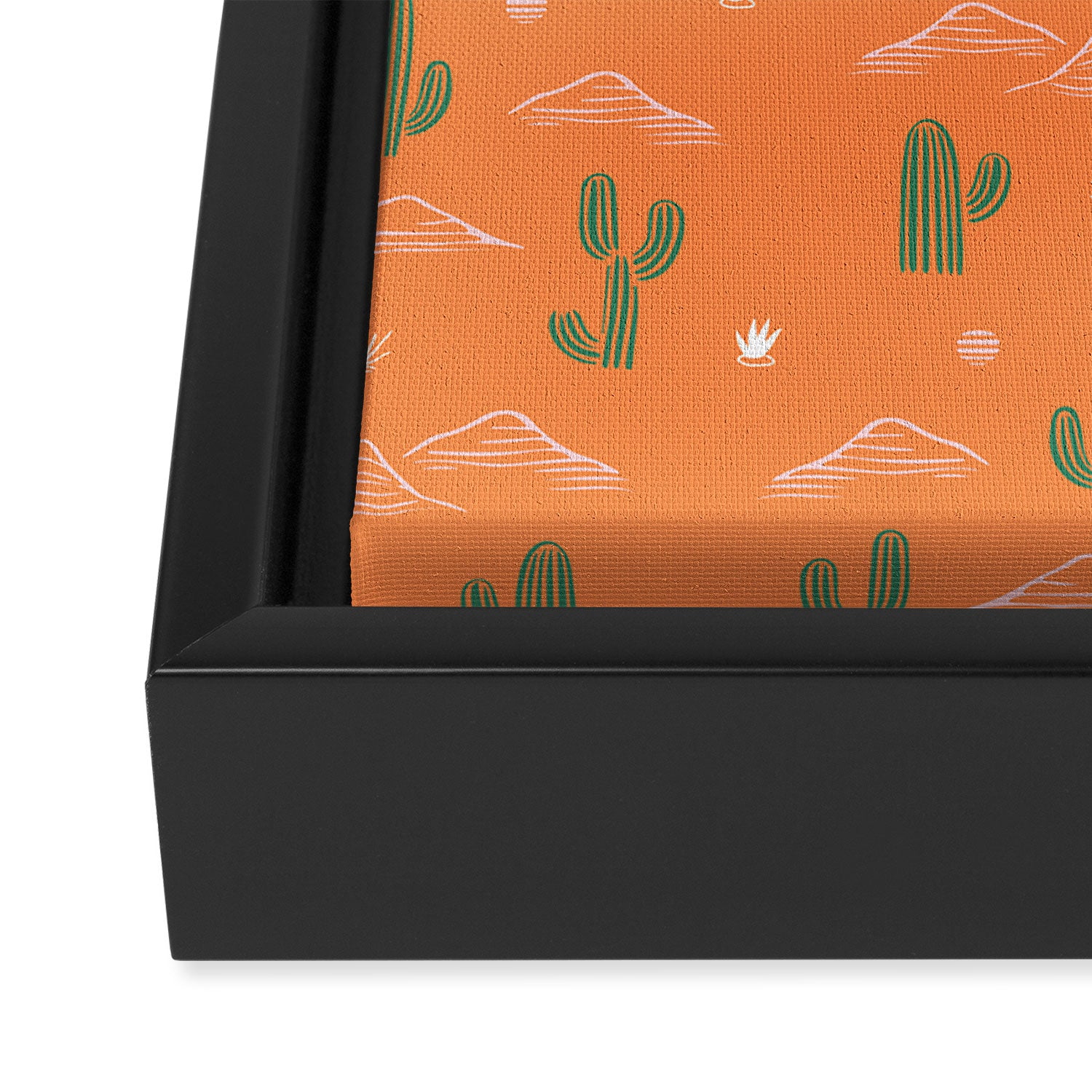 Retro cactus plant art pattern Framed Canvas Print Gallery Image 3