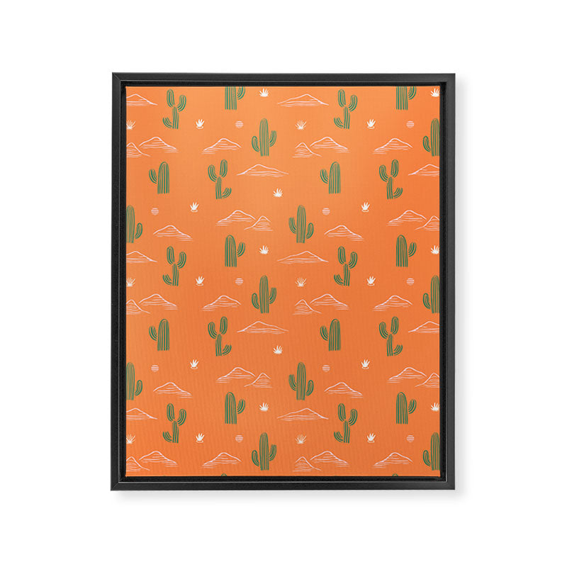 Retro cactus plant art pattern Framed Canvas Print Gallery Image 8