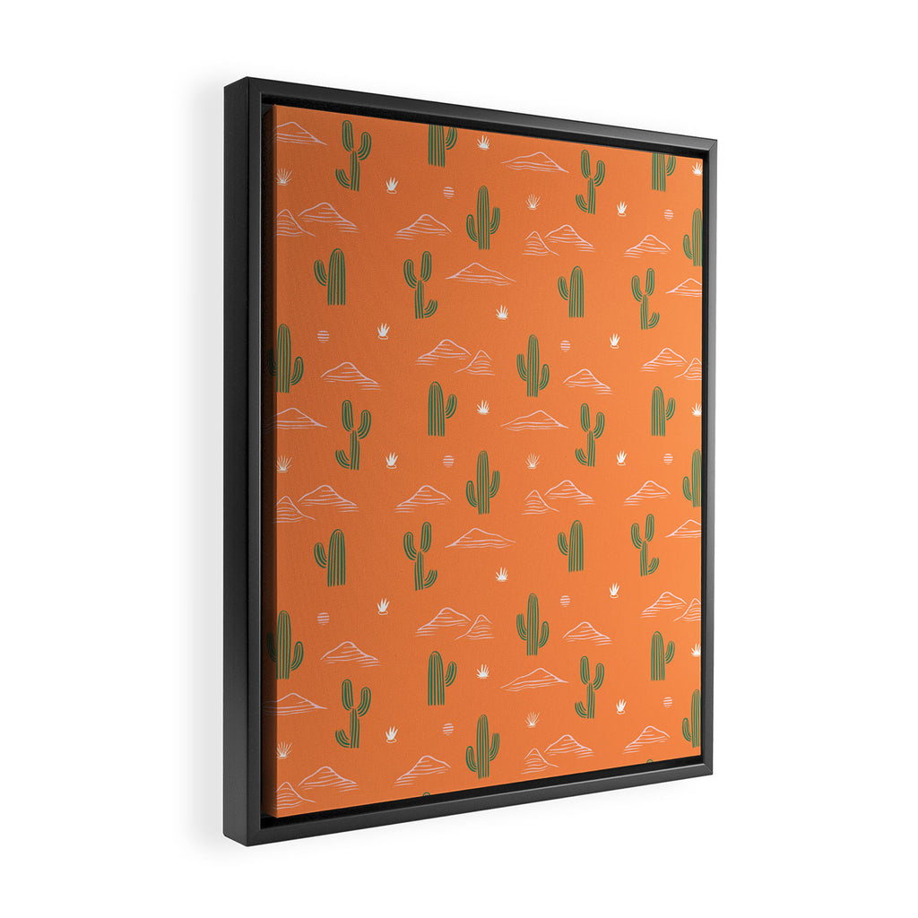 Retro cactus plant art pattern Framed Canvas Print Gallery Image 2