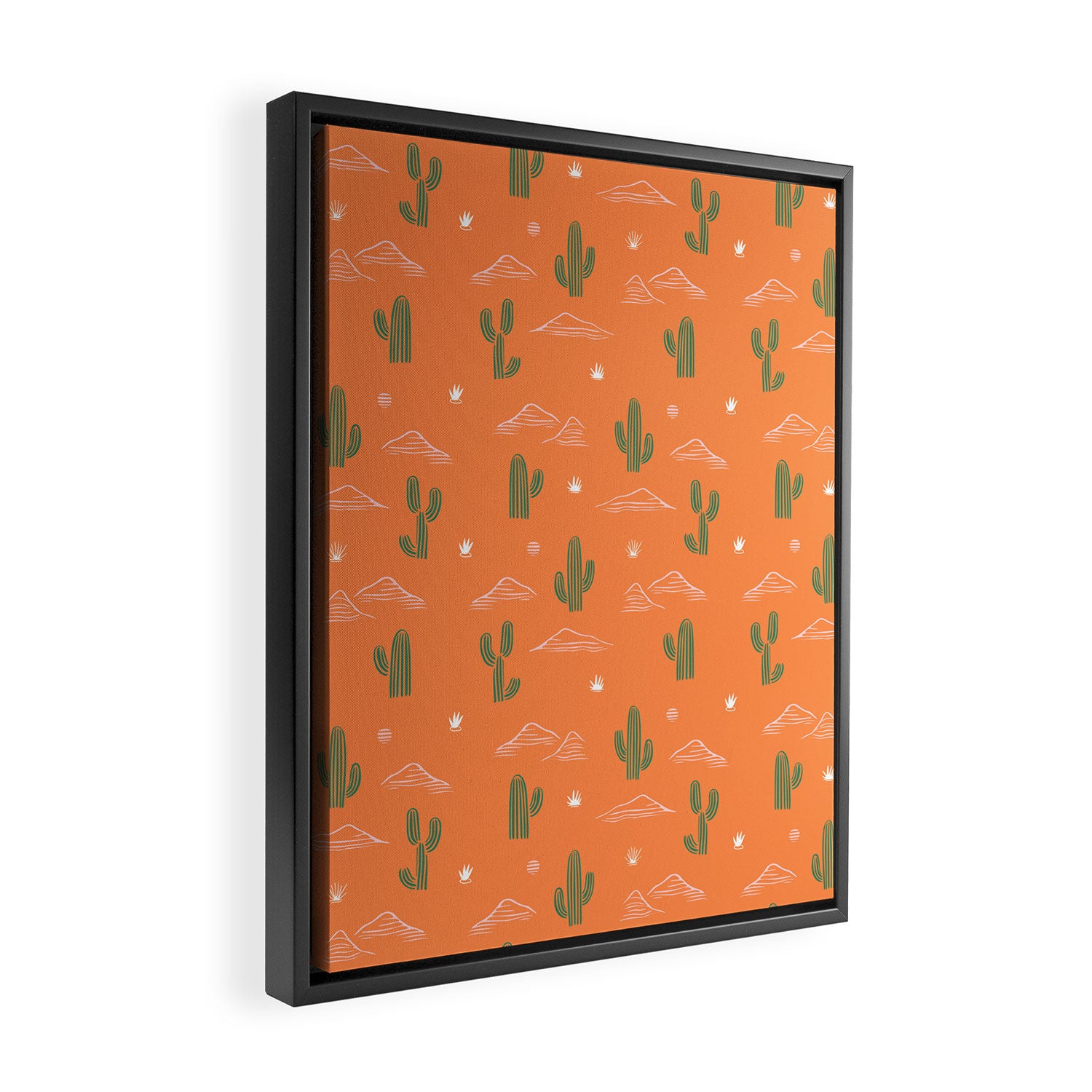 Retro cactus plant art pattern Framed Canvas Print Gallery Image 2