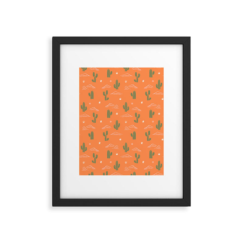 Retro cactus plant art pattern Framed Art Print Gallery Image 6